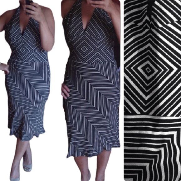 NWT Classy Mod geometric B&W halter dress. New! - Picture 1 of 5